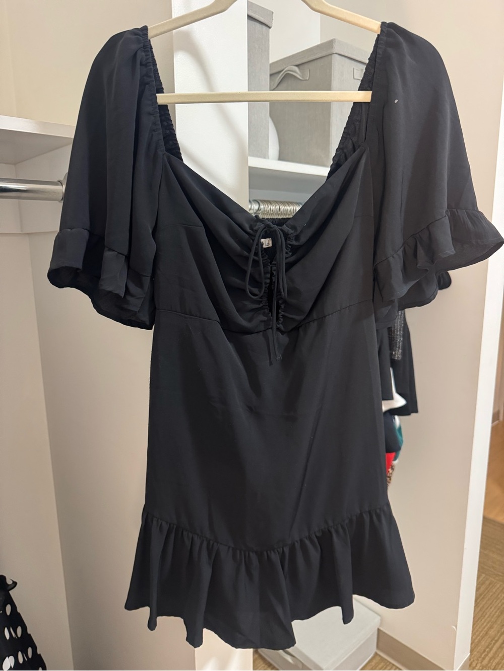 Abercrombie & Fitch Black Ruffle-Sleeve Mini Dress